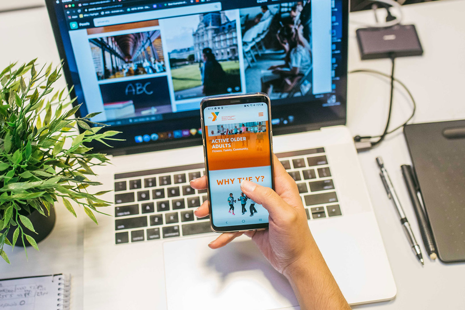 Testing the YMCA's new website on mobile